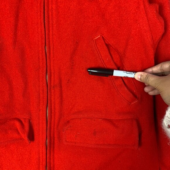 Vintage 1950’s  Woolrich Woolen Mills Flannel Lined  Wool Red Jacket‎ Women 14 - Picture 3 of 11